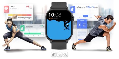 Gravity Smartwatch Gravity GT15-5 Czarny Pasek Silikonowy + Tytanowa Bransoleta Gravity Smartwatch Gravity GT15-5 Czarny Pasek Silikonowy + Tytanowa Bransoleta