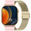 Gravity Smartwatch Gravity GT15-7 Różowy Pasek Silikonowy + Złota Bransoleta
