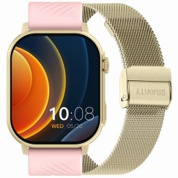 Gravity Smartwatch Gravity GT15-7 Różowy Pasek Silikonowy + Złota Bransoleta