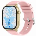 Gravity Smartwatch Gravity GT15-7 Różowy Pasek Silikonowy + Złota Bransoleta