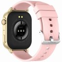 Gravity Smartwatch Gravity GT15-7 Różowy Pasek Silikonowy + Złota Bransoleta