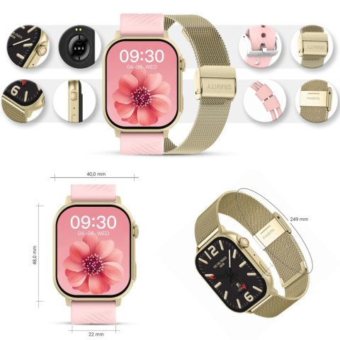 Gravity Smartwatch Gravity GT15-7 Różowy Pasek Silikonowy + Złota Bransoleta Gravity Smartwatch Gravity GT15-7 Różowy Pasek Silikonowy + Złota Bransoleta