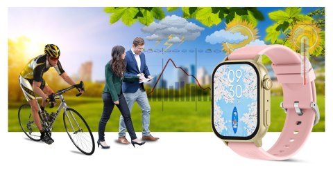 Gravity Smartwatch Gravity GT15-7 Różowy Pasek Silikonowy + Złota Bransoleta Gravity Smartwatch Gravity GT15-7 Różowy Pasek Silikonowy + Złota Bransoleta