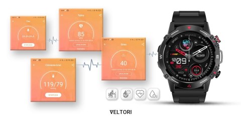 VELTORI Smartwatch Veltori VT110-1 Czarny Pasek Silikonowy VELTORI Smartwatch Veltori VT110-1 Czarny Pasek Silikonowy