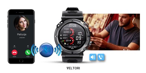 VELTORI Smartwatch Veltori VT130-1 Czarny Pasek Silikonowy VELTORI Smartwatch Veltori VT130-1 Czarny Pasek Silikonowy
