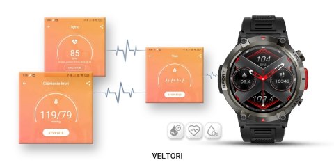 VELTORI Smartwatch Veltori VT140-1 Czarny Pasek Silikonowy VELTORI Smartwatch Veltori VT140-1 Czarny Pasek Silikonowy