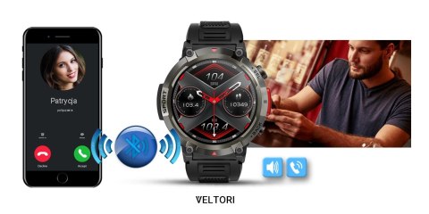 VELTORI Smartwatch Veltori VT140-1 Czarny Pasek Silikonowy VELTORI Smartwatch Veltori VT140-1 Czarny Pasek Silikonowy