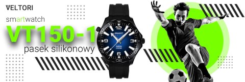 VELTORI Smartwatch Veltori VT150-1 Czarny Pasek Silikonowy + Czarna Bransoleta VELTORI Smartwatch Veltori VT150-1 Czarny Pasek Silikonowy + Czarna Bransoleta