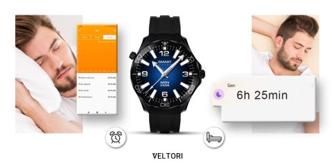 VELTORI Smartwatch Veltori VT150-1 Czarny Pasek Silikonowy + Czarna Bransoleta VELTORI Smartwatch Veltori VT150-1 Czarny Pasek Silikonowy + Czarna Bransoleta