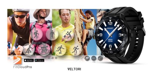 VELTORI Smartwatch Veltori VT150-1 Czarny Pasek Silikonowy + Czarna Bransoleta VELTORI Smartwatch Veltori VT150-1 Czarny Pasek Silikonowy + Czarna Bransoleta