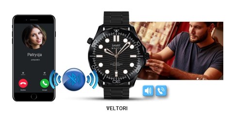 VELTORI Smartwatch Veltori VT150-1 Czarny Pasek Silikonowy + Czarna Bransoleta VELTORI Smartwatch Veltori VT150-1 Czarny Pasek Silikonowy + Czarna Bransoleta