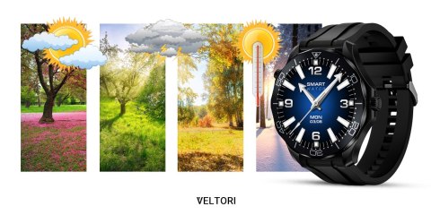 VELTORI Smartwatch Veltori VT150-1 Czarny Pasek Silikonowy + Czarna Bransoleta VELTORI Smartwatch Veltori VT150-1 Czarny Pasek Silikonowy + Czarna Bransoleta
