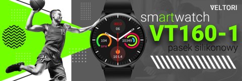 VELTORI Smartwatch Veltori VT160-1 Czarny Pasek Silikonowy VELTORI Smartwatch Veltori VT160-1 Czarny Pasek Silikonowy