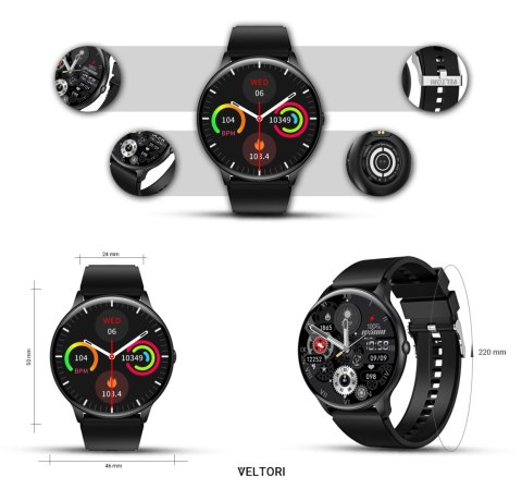 VELTORI Smartwatch Veltori VT160-1 Czarny Pasek Silikonowy VELTORI Smartwatch Veltori VT160-1 Czarny Pasek Silikonowy