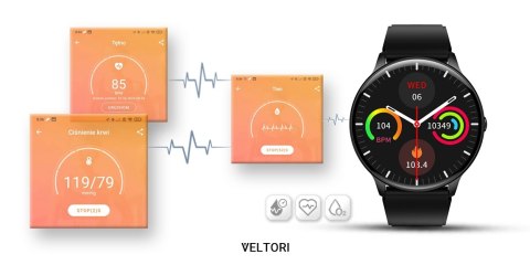 VELTORI Smartwatch Veltori VT160-1 Czarny Pasek Silikonowy VELTORI Smartwatch Veltori VT160-1 Czarny Pasek Silikonowy