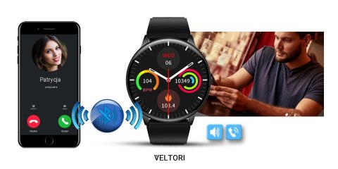 VELTORI Smartwatch Veltori VT160-1 Czarny Pasek Silikonowy VELTORI Smartwatch Veltori VT160-1 Czarny Pasek Silikonowy