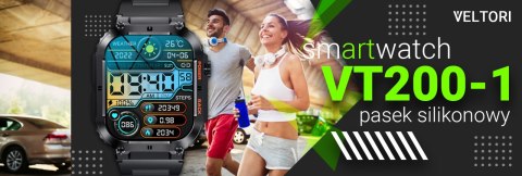 VELTORI Smartwatch Veltori VT200-1 Czarny Pasek Silikonowy VELTORI Smartwatch Veltori VT200-1 Czarny Pasek Silikonowy
