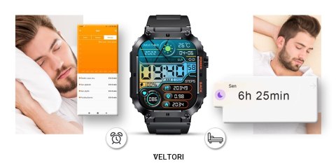 VELTORI Smartwatch Veltori VT200-1 Czarny Pasek Silikonowy VELTORI Smartwatch Veltori VT200-1 Czarny Pasek Silikonowy