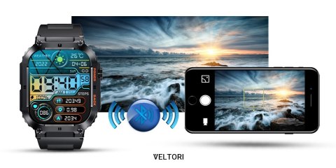 VELTORI Smartwatch Veltori VT200-1 Czarny Pasek Silikonowy VELTORI Smartwatch Veltori VT200-1 Czarny Pasek Silikonowy