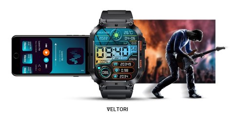 VELTORI Smartwatch Veltori VT200-1 Czarny Pasek Silikonowy VELTORI Smartwatch Veltori VT200-1 Czarny Pasek Silikonowy