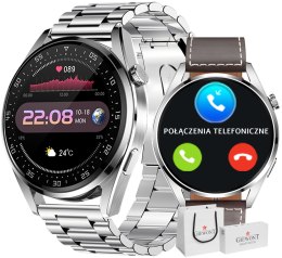 Giewont Smartwatch Giewont Vertex SmartCall GW450-6 Silver/Brown Leather