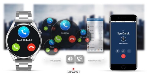 Giewont Smartwatch Giewont Vertex SmartCall GW450-6 Silver/Brown Leather Giewont Smartwatch Giewont Vertex SmartCall GW450-6 Silver/Brown Leather