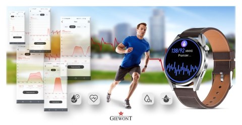 Giewont Smartwatch Giewont Vertex SmartCall GW450-6 Silver/Brown Leather Giewont Smartwatch Giewont Vertex SmartCall GW450-6 Silver/Brown Leather