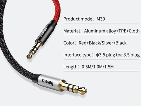 Baseus Baseus Yiven M30 kabel audio mini Jack 3.5mm 1m czerwony Baseus Baseus Yiven M30 kabel audio mini Jack 3.5mm 1m czerwony