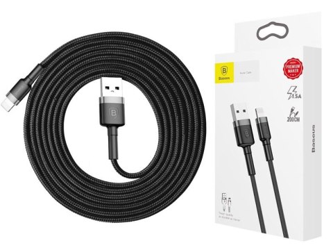 Baseus Kabel 2m Baseus Keviar USB Lightning do iPhone iPad iPod 1.5A Czarny Baseus Kabel 2m Baseus Keviar USB Lightning do iPhone iPad iPod 1.5A Czarny