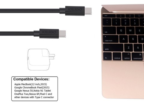 Choetech Kabel Choetech 2x usb-c typ c 3A macbook czarny Choetech Kabel Choetech 2x usb-c typ c 3A macbook czarny