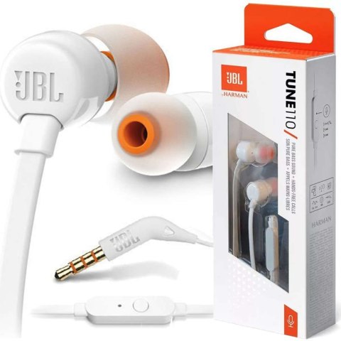 JBL Słuchawki JBL T110 przewodowe z mikrofonem białe JBL Słuchawki JBL T110 przewodowe z mikrofonem białe
