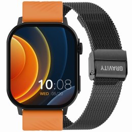Gravity Smartwatch Gravity GT15-2 Pomarańczowy Pasek Silikonowy + Czarna Bransoleta