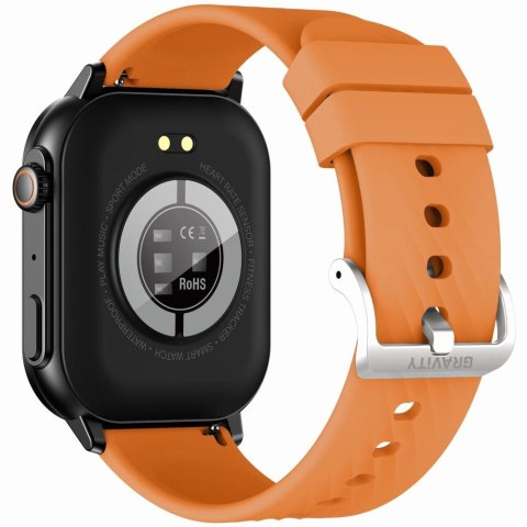 Gravity Smartwatch Gravity GT15-2 Pomarańczowy Pasek Silikonowy + Czarna Bransoleta Gravity Smartwatch Gravity GT15-2 Pomarańczowy Pasek Silikonowy + Czarna Bransoleta