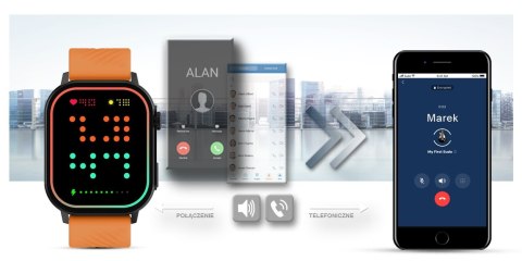 Gravity Smartwatch Gravity GT15-2 Pomarańczowy Pasek Silikonowy + Czarna Bransoleta Gravity Smartwatch Gravity GT15-2 Pomarańczowy Pasek Silikonowy + Czarna Bransoleta