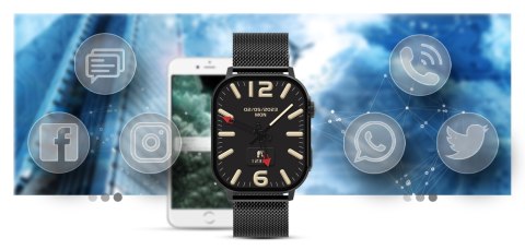 Gravity Smartwatch Gravity GT15-2 Pomarańczowy Pasek Silikonowy + Czarna Bransoleta Gravity Smartwatch Gravity GT15-2 Pomarańczowy Pasek Silikonowy + Czarna Bransoleta
