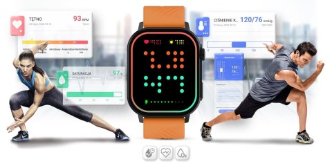 Gravity Smartwatch Gravity GT15-2 Pomarańczowy Pasek Silikonowy + Czarna Bransoleta Gravity Smartwatch Gravity GT15-2 Pomarańczowy Pasek Silikonowy + Czarna Bransoleta