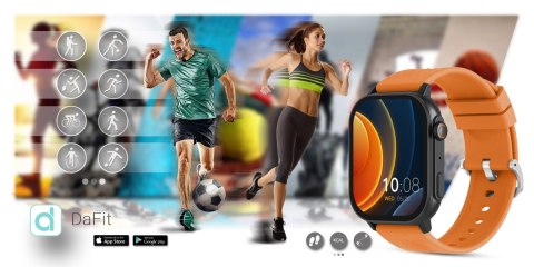 Gravity Smartwatch Gravity GT15-2 Pomarańczowy Pasek Silikonowy + Czarna Bransoleta Gravity Smartwatch Gravity GT15-2 Pomarańczowy Pasek Silikonowy + Czarna Bransoleta
