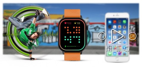 Gravity Smartwatch Gravity GT15-2 Pomarańczowy Pasek Silikonowy + Czarna Bransoleta Gravity Smartwatch Gravity GT15-2 Pomarańczowy Pasek Silikonowy + Czarna Bransoleta