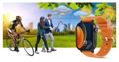 Gravity Smartwatch Gravity GT15-2 Pomarańczowy Pasek Silikonowy + Czarna Bransoleta Gravity Smartwatch Gravity GT15-2 Pomarańczowy Pasek Silikonowy + Czarna Bransoleta