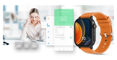 Gravity Smartwatch Gravity GT15-2 Pomarańczowy Pasek Silikonowy + Czarna Bransoleta Gravity Smartwatch Gravity GT15-2 Pomarańczowy Pasek Silikonowy + Czarna Bransoleta