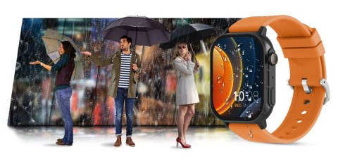 Gravity Smartwatch Gravity GT15-2 Pomarańczowy Pasek Silikonowy + Czarna Bransoleta Gravity Smartwatch Gravity GT15-2 Pomarańczowy Pasek Silikonowy + Czarna Bransoleta