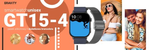 Gravity Smartwatch Gravity GT15-4 Niebieski Pasek Silikonowy + Tytanowa Bransoleta Gravity Smartwatch Gravity GT15-4 Niebieski Pasek Silikonowy + Tytanowa Bransoleta