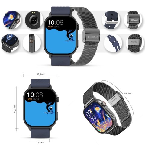 Gravity Smartwatch Gravity GT15-4 Niebieski Pasek Silikonowy + Tytanowa Bransoleta Gravity Smartwatch Gravity GT15-4 Niebieski Pasek Silikonowy + Tytanowa Bransoleta