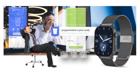 Gravity Smartwatch Gravity GT15-4 Niebieski Pasek Silikonowy + Tytanowa Bransoleta Gravity Smartwatch Gravity GT15-4 Niebieski Pasek Silikonowy + Tytanowa Bransoleta