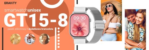 Gravity Smartwatch Gravity GT15-8 Szary Pasek Silikonowy + Srebrna Bransoleta Gravity Smartwatch Gravity GT15-8 Szary Pasek Silikonowy + Srebrna Bransoleta