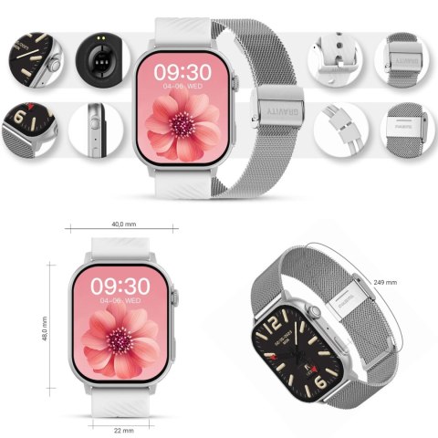 Gravity Smartwatch Gravity GT15-8 Szary Pasek Silikonowy + Srebrna Bransoleta Gravity Smartwatch Gravity GT15-8 Szary Pasek Silikonowy + Srebrna Bransoleta