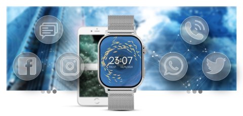 Gravity Smartwatch Gravity GT15-8 Szary Pasek Silikonowy + Srebrna Bransoleta Gravity Smartwatch Gravity GT15-8 Szary Pasek Silikonowy + Srebrna Bransoleta