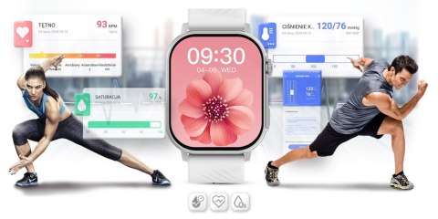 Gravity Smartwatch Gravity GT15-8 Szary Pasek Silikonowy + Srebrna Bransoleta Gravity Smartwatch Gravity GT15-8 Szary Pasek Silikonowy + Srebrna Bransoleta