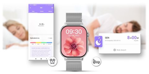 Gravity Smartwatch Gravity GT15-8 Szary Pasek Silikonowy + Srebrna Bransoleta Gravity Smartwatch Gravity GT15-8 Szary Pasek Silikonowy + Srebrna Bransoleta