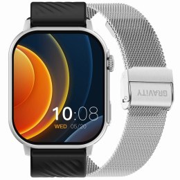 Gravity Smartwatch Gravity GT15-9 Czarny Pasek Silikonowy + Srebrna Bransoleta